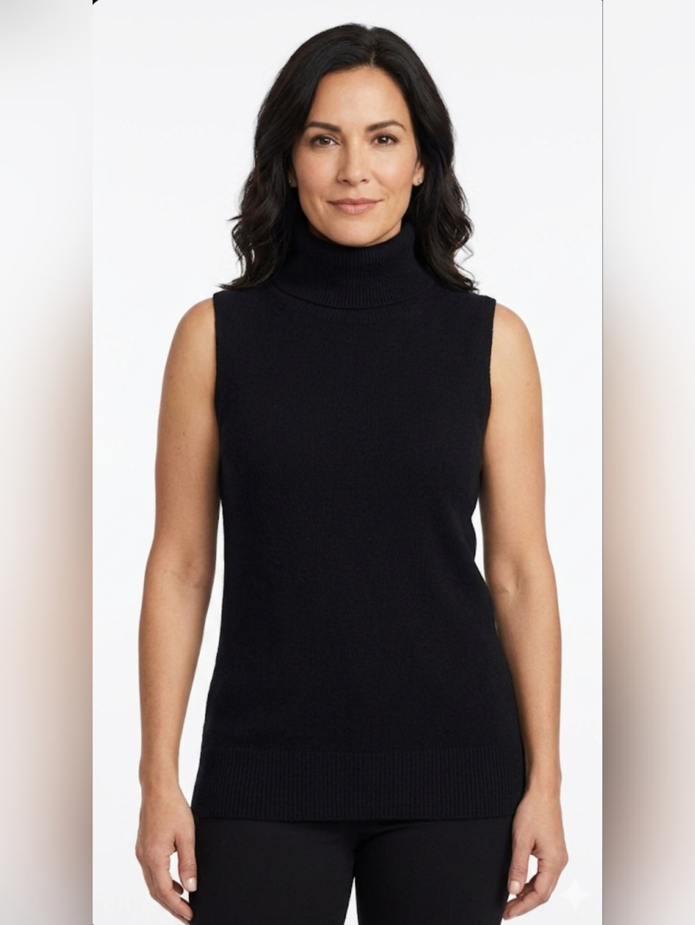 Carmen Marc Valvo Sleeveless Turtleneck Sweater - Black Size S.